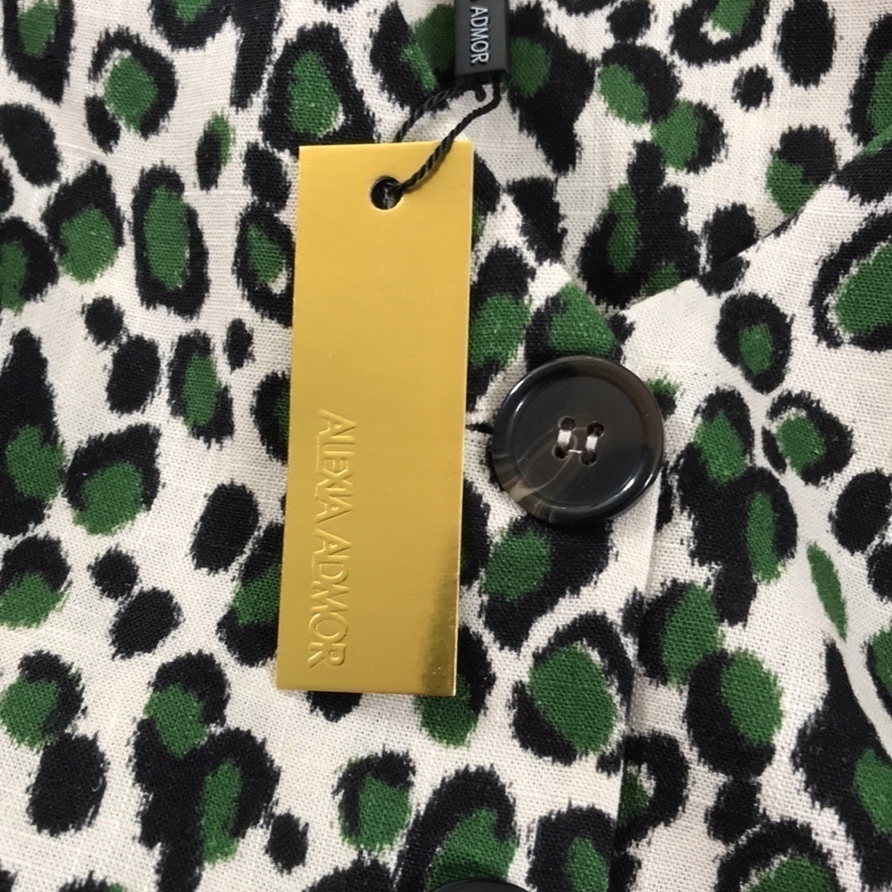 New ALEXIA ADMOR Green Leopard Print Button Front… - image 8